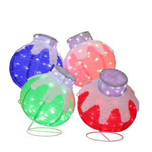 Pre-Lit 320 Multi-Color <b>LED</b> Lights Set of 4 Lighted Christmas <b>Ball</b> Ornaments for Outdoor Xmas Decorations - Product Image 2