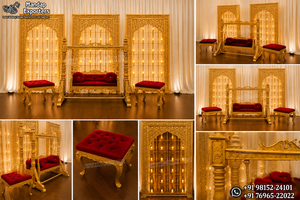 Decoración de columpio de lujo para bodas al aire libre, columpio Maharaja con acabado dorado y paneles de fondo para bodas. - Product Image 6
