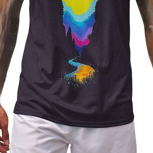 VYRRA INTERNATIONAL Men's Black Tank <b>Top</b> O-Neck Sporty Casual Knitted Breathable Polyester/Cotton Sleeveless Shirt - Product Image 6