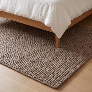 Tapis moderne en laine tissé à la main, à boucles, antidérapant, design texturé, style rustique neutre pour salon et chambre - Product Image 2