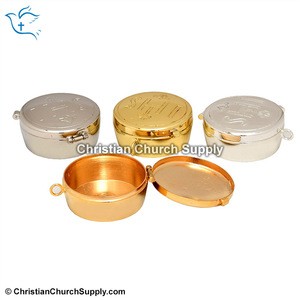 Píxide de Latón Grabado con IHS |   Píxide Eucarístico de Oro y Plata con Tapa Abatible – Export Corporation - Product Image 3