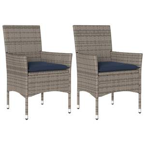 Juego de muebles de patio con 2 sillas de poliratán gris con cojines - Product Image 2