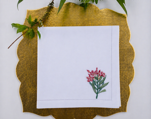 <b>Linen</b> napkin embroidered red wildflower bouquet, vivid colors brighten festive table <b>settings</b> - Product Image 3