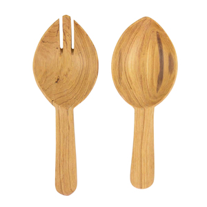 Deluxe Quality Wood <b>Salad</b> Server Set With Unique Batik Bone Handles Eco-Friendly Wood Utensils For Tossing & Serving Best Price - Product Image 2