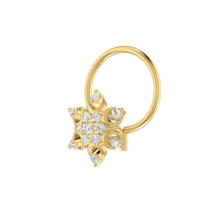 ต่างหูเพชรแท้รูปเกล็ดหิมะ Ajretail ทอง 14K น้ำหนัก 0.05 กะรัต - Product Image 4