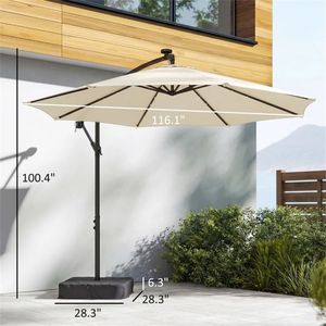 Sombrilla de Terraza Color Crema con Base, Juego de Sombrilla y Base para Patio Exterior - Product Image 6