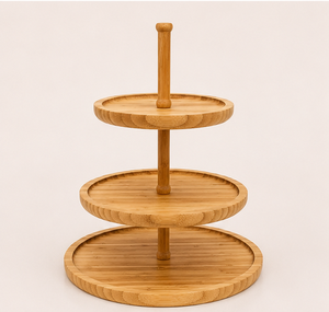 Custom 3-Tier Wooden Cake <b>Stand</b> & Wooden <b>Cupcake</b> Display Eco-Friendly Round Dessert Serving Tray for Weddings Parties - Product Image 1