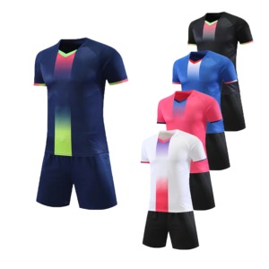 Conjunto de Camiseta de Fútbol de Manga Corta con Cuello en V para Hombre, Color Degradado, Poliéster que Absorbe la Humedad, Ajuste Atlético, para Todas las Temporadas - Product Image 6