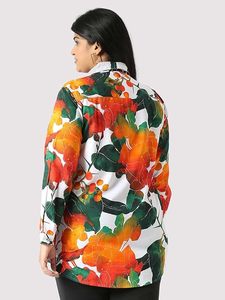 Camisa de algodón de talla grande para mujer – Camisa informal con botones y estampado digital tropical para mujer - Product Image 2