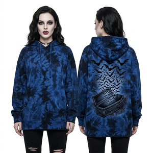 Custom Lavender Tie Dye Zip Up Hoodie Women Gothic Castle Moon Graphic Print Oversized Drop Shoulder Streetwear Sweatshirt - Product Image 5