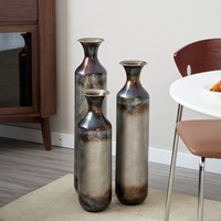 Vase en fer au design parfait avec finition émail effet crépusculaire, ensemble de 3 vases décoratifs en métal vieilli de grande taille pour fleurs