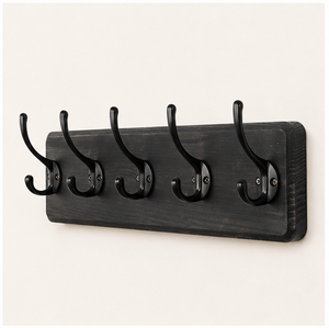 Heavy Duty <b>Wall</b> <b>Mounted</b> Coat Rack With 5 Triple Hooks Solid Wood Base Rustic Farmhouse <b>Clothes</b> Hanger For Entryway Organization - Product Image 5