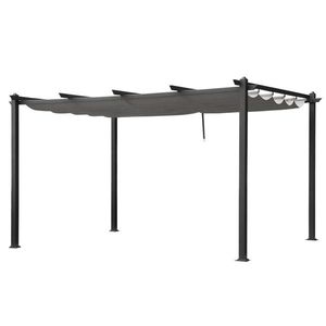 Gazebo in Ferro Battuto a 5 Travi con Telo Ombreggiante Regolabile in Poliestere Grigio Scuro 395*300*245cm - Categoria Prodotto: Tettoia Pergola - Product Image 2