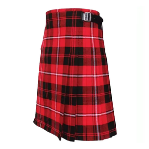 Kilt écossais traditionnel à carreaux en tartan rouge avec lanières en cuir réglables et boucles résistantes à la rouille - Product Image 3