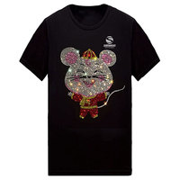 T-shirt Homme Personnalisé en Coton Lourd Tricoté 100% Coton avec Impression Graphique et Strass, Écologique et Respirant, Style Urbain, Vente en Gros