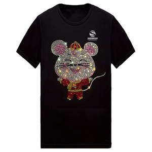 T-shirt Homme Personnalisé en Coton Lourd Tricoté 100% Coton avec Impression Graphique et Strass, Écologique et Respirant, Style Urbain, Vente en Gros - Product Image 1