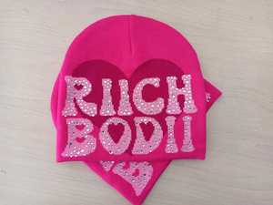 Unisex Street Style Rhinestone Letter Beanie Winter Hat <b>Sparkly</b> Knit 100% Acrylic Dobby - Product Image 2