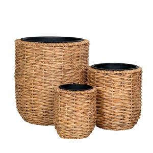 Rustic Water Hyacinth Flower <b>Pot</b> with Waterproof Liner, Decorative Indoor <b>Tree</b> Planter, Vietnam Handwoven Home Decor Wholesale - Product Image 3