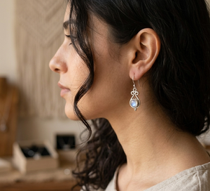 Pendientes de Piedra Lunar Arcoíris Natural, Plata de Ley 925, Chapados en Oro Rosa y Oro Amarillo, Joyería Hecha a Mano para Mujer - Product Image 2
