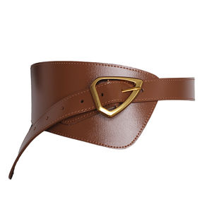 Cinturones anchos de cuero genuino para mujer, de piel de vaca, con hebilla cuadrada de aleación vintage, ecológicos, casuales, de color liso y personalizables. - Product Image 1