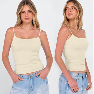 Débardeur côtelé moulant pour femme – Extensible, doux, léger, respirant – Style minimaliste décontracté pour l'été – Idéal pour la superposition - Product Image 1
