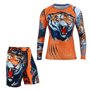 Camiseta deportiva personalizada de MMA BJJ Rashguard para gimnasio, ropa deportiva BJJ Gi con Rashguard incorporado, manga corta, para surf y playa - Product Image 1
