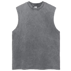 Streetwear Manufacturers Custom Summer Vintage Acid Washed T Shirt <b>Distressed</b> Tank <b>Top</b> Men - Product Image 5