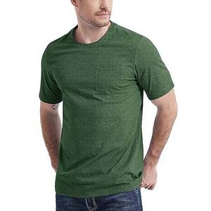 T-shirts à poches pour hommes, col rond, manches courtes, polyester/coton, légers, doux, coupe classique, été, couleur unie, basiques - Product Image 3
