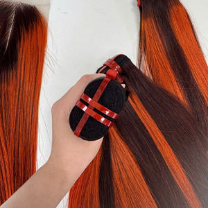 Precio al por mayor 100% Raw Virgin Vietnamita Humano Encaje Peluca Trama Hueso Recto Piano Naranja Super Doble Extensiones de cabello - Product Image 5