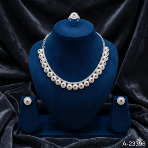 Ensemble collier, boucles d'oreilles et bague classiques plaqués or 24 carats, motif floral, bijoux de mariage pour femmes A-23393 - Product Image 4