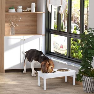 Ciotola per Cani in Legno Bianco da 23 Pollici, Stazione di Alimentazione Rialzata per Animali Domestici con Design Elegante - Product Image 1