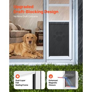 Puerta para Perros con Altura Ajustable para Puertas Corredizas de Vidrio de 75 7/8" a 80 11/16", Marco de Aleación de Aluminio, Cierre de Solapa, Extra Grande para Puertas Corredizas - Product Image 4