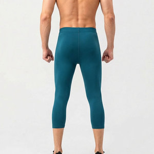 Leggings de compression pour hommes à taille élastique mi-haute, vente en gros, prix abordable, service OEM, tenue de sport durable, coupe décontractée et ajustée - Product Image 2