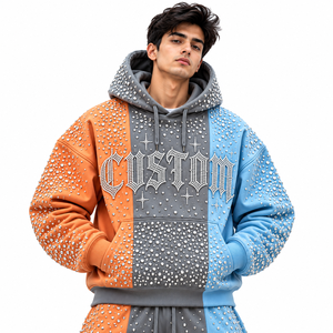 Sudadera con Capucha Estilo Urbano con Pedrería, Forro Polar, Resistente al Viento, Impermeable, de Secado Rápido, Suave y Transpirable, Unisex, Forro de Poliéster/Algodón - Product Image 1