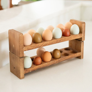 Classic Wood Egg Holder Eco-Friendly Rustic Egg Tray For Kitchen & <b>Storage</b> Handcrafted Wooden Egg <b>Rack</b> For Dozen Eggs Decor - Product Image 6