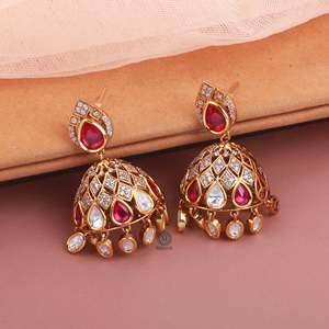 Chaya Polki Designer Jhumkas Fine Dangle Earrings - Product Image 1