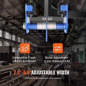 Carrello Manuale con Capacità di Carico di 500 kg/0,5 Tonnellate, Quattro Ruote Regolabili, Larghezza Flangia a I da 2,5-5 Pollici, Carrello a Doppia Trave - Product Image 2