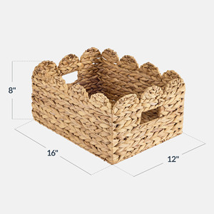 Eco Friendly Handwoven <b>Basket</b> Set Natural Fiber <b>Storage</b> Organizer Water Hyacinth Seagrass <b>Wicker</b> Style <b>Basket</b> For Laundry Pantry - Product Image 6