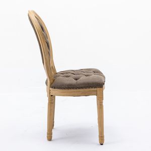 Sedia da Pranzo in Legno Massello Stile Francese con Decorazione Antica Dipinta a Mano, Fibbia e Finitura in Pelle Artificiale PU con Borchie - Product Image 5