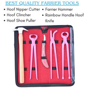 Kit de Herramientas de Herrador para Trabajo en Pezuñas de Caballo con Cuchillo de Pezuña Rainbow, Martillo para Clavar, Alicates de Pezuña, Clavillero y Herramienta de Extracción - Product Image 2