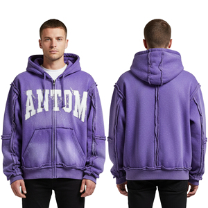 Oem Knitted Print Sublimation <b>Men</b> Fitness Hoodie With Zipper Pocket Full Sleeved Breathable Quick Dry Polyester Cotton Gym Wear - Product Image 2