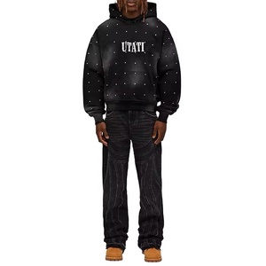 OEM Custom Men's Acid Wash Vintage Streetwear Pullover Hoodie Sun Faded <b>French</b> Terry 3D Embroidered 100% Cotton Winter - Product Image 5