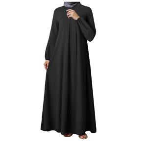 ขายส่ง OEM ชุดอาบายะห์ผ้าไหมคุณภาพสูงสำหรับผู้หญิงมุสลิมตะวันออกกลาง แขนยาว ระบายอากาศได้ดี ผ้าโพลีเอสเตอร์จับจีบ สีพื้น - Product Image 2