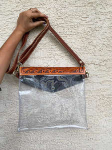 กระเป๋าหนังแบบใสสไตล์ตะวันตกใหม่กระเป๋าสะพายข้างหนังแท้สำหรับคอนเสิร์ต - Product Image 5