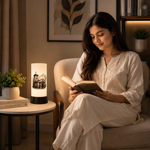 Modern Spiritual LED Table Lamp Printed Linen Lampshade Warm White <b>Light</b> Energy Efficient Decorative <b>Night</b> <b>Light</b> for Meditation - Product Image 3