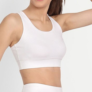 Soutien-gorge de sport blanc pour femme, dos nageur, col ras du cou, maintien moyen, respirant, écologique, séchage rapide, pour yoga et fitness - Product Image 4