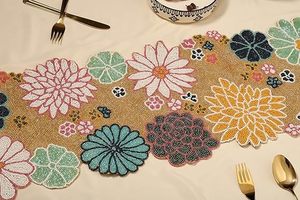 Camino de Mesa Bordado con Flores Multicolores de Estilo Bohemio para Decoración del Hogar - Product Image 6