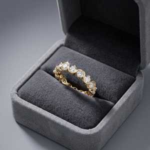 Anillo de Promesa de Eternidad Completa con Diamante Cultivado en Laboratorio de Corte Redondo de Lujo, Oro de 14K, Anillo de Boda Fino para Regalo de Joyería para Fiestas - Product Image 5