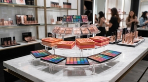Modern Portable Acrylic Countertop Tiered Display Stand with Removable Shelves for Beauty and Fashion Products - Product Image 5