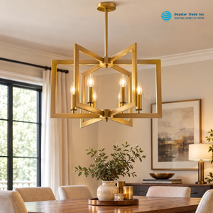 Lustre moderne en métal Daystar Trade, design carré, silhouette cerf et arbre, anti-éblouissement, 120W, 3500K, plafonnier intérieur facile à installer - Product Image 1